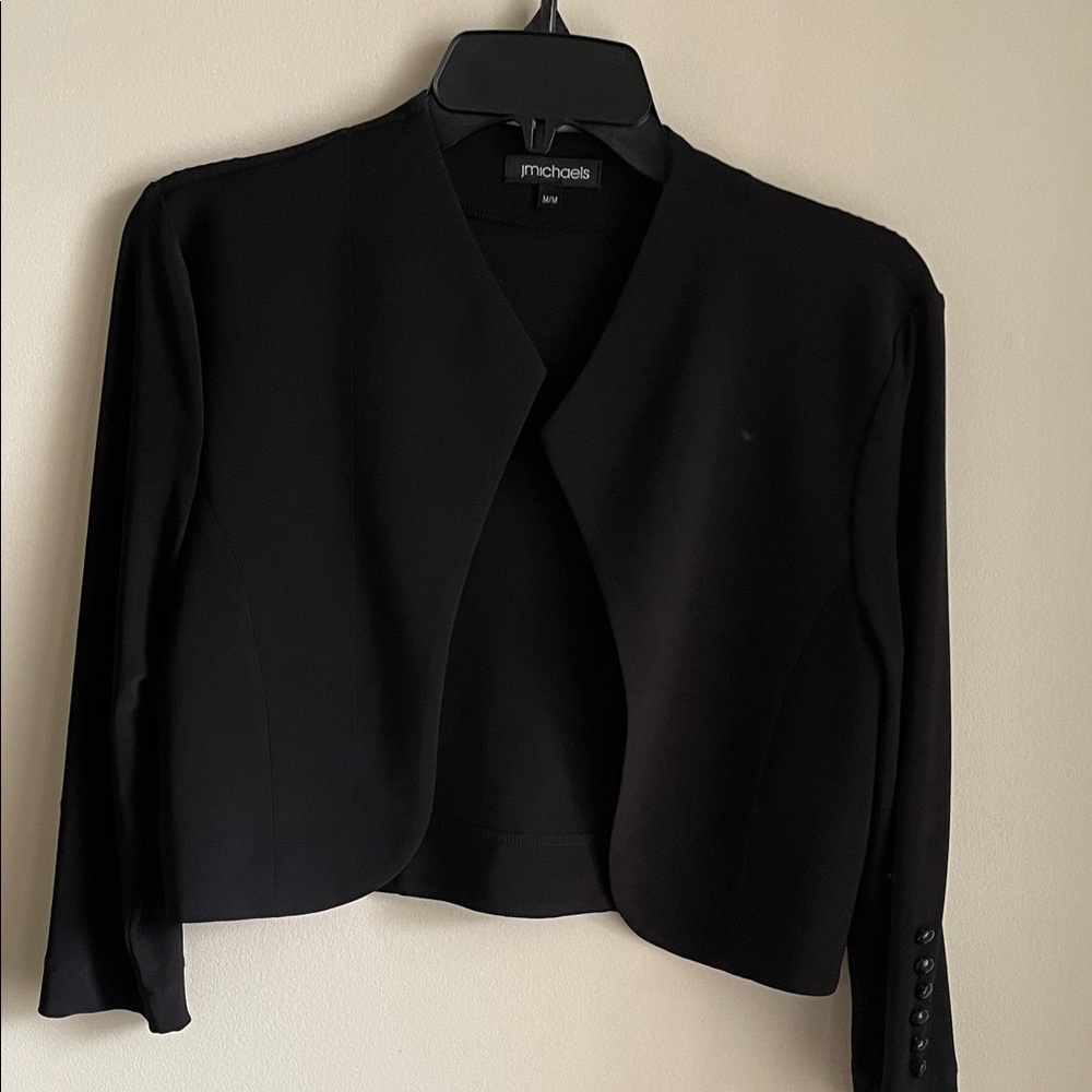 J Michaels Women's Classic Black Cropped Blazer